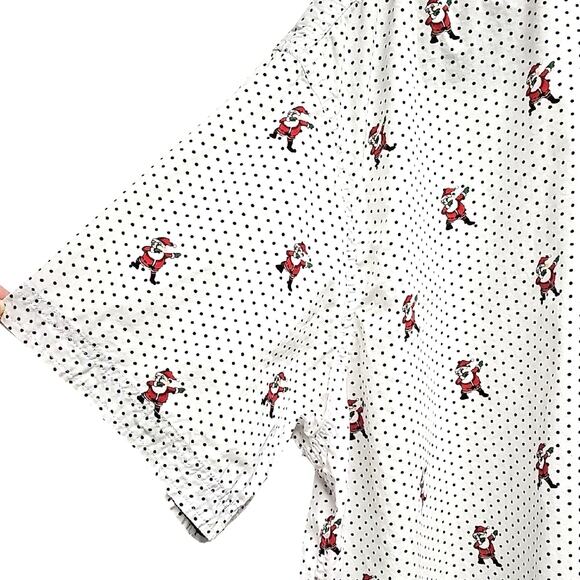 Free Planet Men's White Button Front Shirt with Dancing Santa Pattern Size 4X - Picture 6 of 7